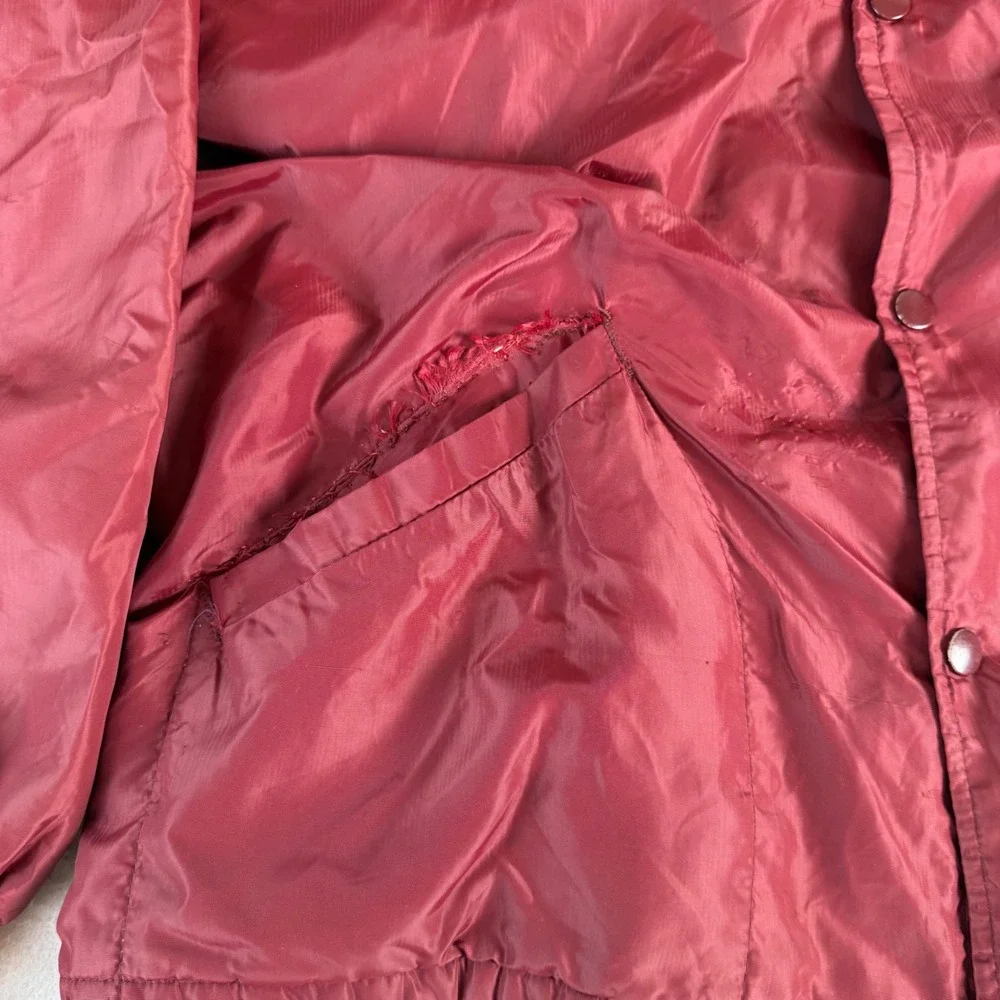Vintage 70s Starter Coaches Jacket Burgundy Chain Stitch Water Witch Hose Large